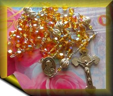 Vintage Swarovski Beaded Citrine AB Rosary .925 SS Blest picture
