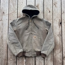 Vintage 90s Chocolate Brown JQ282 Carhartt Active jacket distressed faded Size M picture