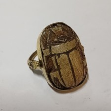 Egyptian Scarab Ring, Vintage Style Carved Scarab Design Unique Collectible Art picture