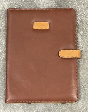 Moscardini Firenze Made in Italy Brown Leather iPad Cover Binder Notebook  picture