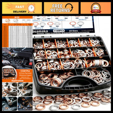 1160PCS Oil Drain Plug Crush Washer Assortment Kit - 18 Sizes Copper & Aluminum picture