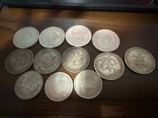 Vintage Mexico Silver Coin Lot (12 Coins) Hidalgo, Olympics, Cap And Ray Un Peso picture
