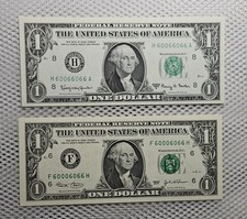 Fancy Serial Number Binary Flipper Matching Set 1963/2003 $1 FRN Crisp UNC Nice picture