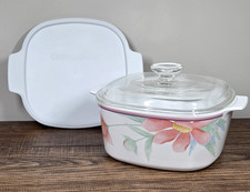 Corning Ware Peony A-3-B Casserole 3 L w/2 Lids Glass A-9-C & Plastic A-2-PC EUC picture