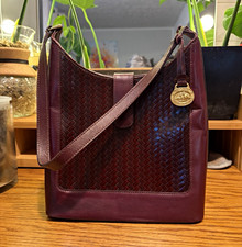 Vintage Brahmin Braintree MA Woven Leather Shoulder Bag Burgundy Oxblood picture
