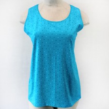 Catherines Plus Suprema Blue Polka Dot Cotton Tank Top Blouse 4X 30/32 picture