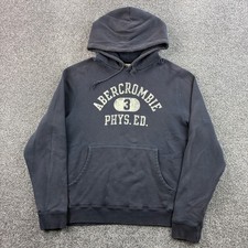 Vintage Abercrombie & Fitch Hoodie Mens M Navy Blue Cotton Phys Ed Y2K Heavy picture