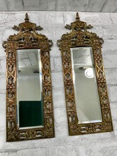 Antique Bradley & Hubbard Gilt Brass Wall Mirror 2pc Set Renaissance Style  picture