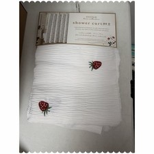 Envogue | 72x72 | White | Embroidered Strawberry Textured Fabric Shower Curtain picture