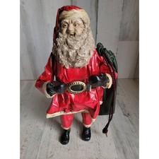 Santa red robe paper mache claus Xmas figure vintage unique home decor picture
