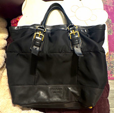 PRADA Milano Black Tote w/ Leather Handles, Gold Hardware, Brand Card picture