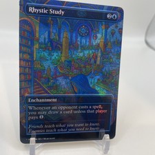 Playtest MTG FOIL - Rhystic Study - Fanart Borderless Style EDH Commander picture