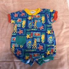 Vintage Gymboree Blue Sea Creature Bodysuit Ocean Print Rainbow Tag Bubble picture