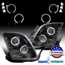Fits 2006-2009 Ford Fusion LED Halo Rim Projector Headlights Black Replacement picture