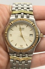 Vintage Gents Citizen Date Quartz Y/ Gold Tone & Stainless Steel  Wrist Watch. picture