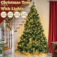 4/5/6/7FT Realistic Green Spruce Artificial Holiday Christmas Tree Metal Stand picture