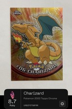 Pokemon 2000 Topps Chrome Charizard #06 - 8/9 Grade Contender picture