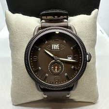 Frye Weston Brown Embossed Leather Strap Large Dial 47mm Watch MSRP $325 picture