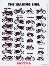 1975 HONDA LINE UP FULL LINE VINTAGE MOTORCYCLE POSTER PRINT 24x18 9MIL PAPER picture