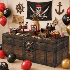 6FT Pirate Spandex Tablecloth Halloween Skull Stretch Table Cover picture