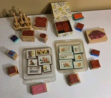 Lot VTG Disney Classic Winnie the Pooh Rubber Craft Stamps Block All Night Media picture