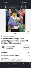 V RARE Nike Challenge Court Jacket Agassi Sampras Medium M US Open 1994 Champion picture