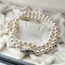 TASAKI GENUINE JAPANESE AKOYA PEARL NECKLACE 5MM SILVER CLASP 38CM JAPAN picture