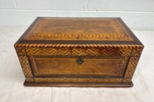 antique 19th century handmade inlaid marquetry parquetry wood jewelry sewing box picture