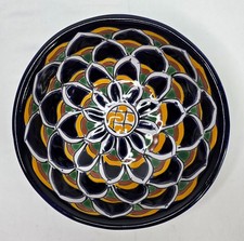 Talavera Style Hand Painted Mexican Ceramic Footed Bowl | Made in Mexico | Y2K picture