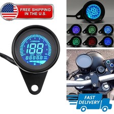 LCD Digital 12V Universal Motorcycle Gauge Speedometer Tachometer Odometer Black picture