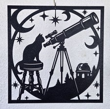 Stargazing Cat Silhouette Wall Art picture