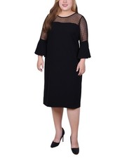 NY Collection Plus Size Illusion Neck Scuba Dress Black Size 1X $54 picture