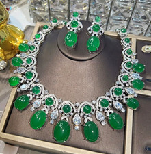 Luxury Emerald Heavy Craftsmanship High-End Chain Earring Set picture