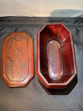 Chinese Antique Painted Lacquered Samurai Wood Metal Scroll Box Trinket Signed picture