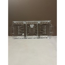 Vintage Waterford Crystal Lismore 3 Part Relish Tray Signed | Tray 14” Handles picture
