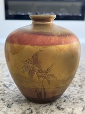 Weller LaSa 1920s Art Nouveau Pottery Luster Glaze Scenic Tree 5.5” Tall picture