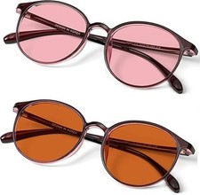 BRADDELL FL-41 Migraine Glasses Light Sensitivity Rose Brown Tint Medium Small picture