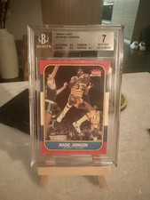 Graded 1986 Fleer Magic Johnson #53 Basketball Card BGS 7 NM picture