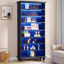 69-Inch Tall Bookcase with LED Lighting, Modern 9-Tier Freestanding Bookshelf picture