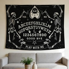 Ouija Board Skeleton Gothic Tapestry Dark Occult Wall Hanging Halloween Decor picture