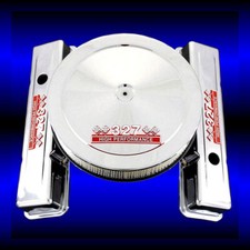 Chrome Factory Height Valve Covers and Air Cleaner Combo Fits 327 Chevy Engines picture