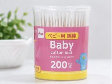 DAISO Japan Baby Cotton Buds 200 pcs x 5 Packs Thin Paper Sticks Japan Seller picture