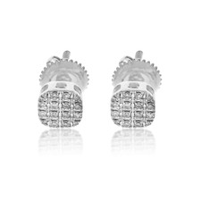0.14 Ct Natural Round Cut Diamond Cluster Stud Earrings Solid 10k White Gold picture