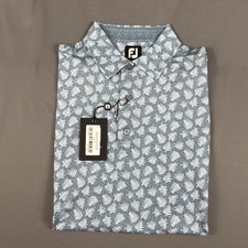 FootJoy Golf Shirt Polo Sleeve Logo Shadow Palm Print Medium Ink Dusk MSRP $95 picture