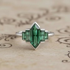 Emerald Gemstone 925 Sterling Silver Ring | Vintage Art Deco Jewelry Gift picture