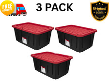 Hyper Tough 27 Gallon Storage Bin Snap Lid Plastic Container 3 Pack picture