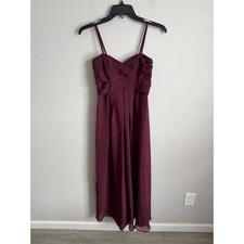 NWT Sorella Vita Burgundy Chiffon Sweetheart Bridesmaid Dress Juniors 12 Formal picture
