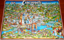 Rare 1982 Cincinnati Illustrated Character City Map Poster By Cindy Delpart Art picture