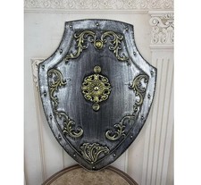 Medieval Knight Shield Metal Wall Decor Rustic Armor Art Gothic Heraldic Display picture