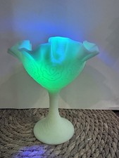 Fenton uranium Custard Medallion Pedestal Candy Dish picture